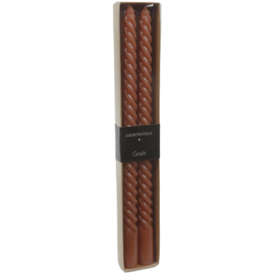 Countryfield Tafelkerzen Twirly Brown 2 x 30 cm 2er-Set | 24 Stück