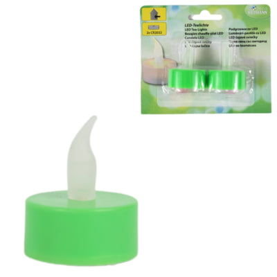 Deco Heitmann LED Batteriebetriebenes Teelicht grün 4,5 cm 2 Stück | 20 Stück