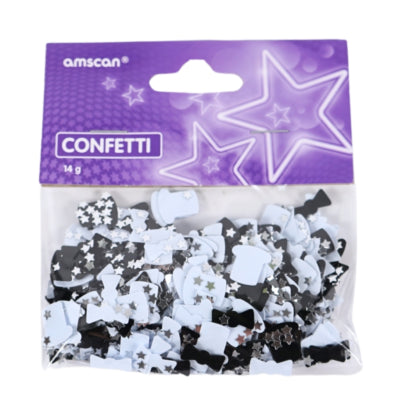 Amscan Konfetti-Hüte und Schleifen metallic schwarz und weiß 14 g | 48 Stück