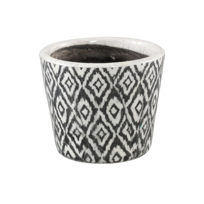 Ptmd Blumentopf Beire m Ikat-Druck schwarz und weiß 12 cm | 12 Stück
