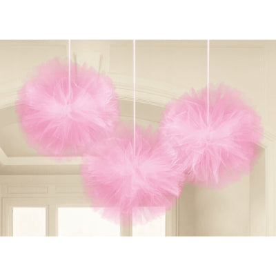 Amscan Deko-Tüll-Pompom rosa 30 cm 3er-Set | 27 Stück