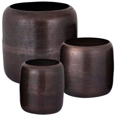 Ptmd Blumentopf Djace Aluminium kupferfarben 34 cm 3er-Set | 2 Stk