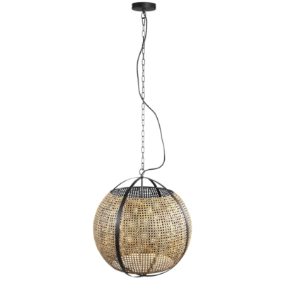 Ptmd Hängelampe Bayu Schwarz Beige 55 cm | 2 Stk