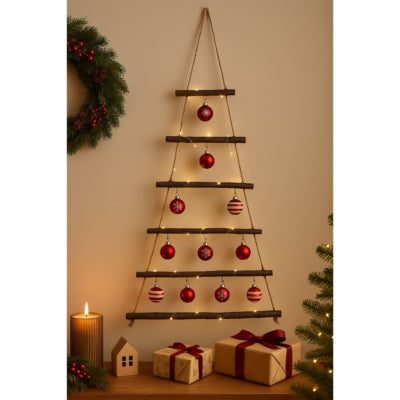 Wanddekoration Weihnachtsbaum mit Haken 120 cm | 12 Stück