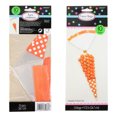 Ty Par Kegelbeutel mit Verschluss transparent orange 24,7 cm 10er Set | 48 Stück