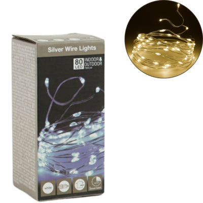 Lichterkette 80 LED EU-Stecker weiß 790 cm | 24 Stück