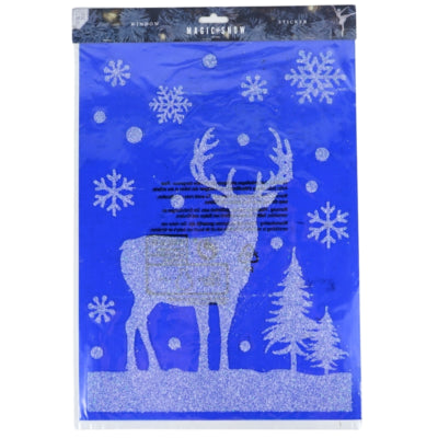 Fensteraufkleber Rentier blau 40 cm | 24 Stück