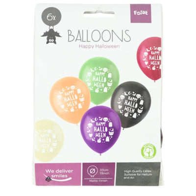 Folat Luftballons Happy Halloween 33 cm 6 Stück | 24 Stück