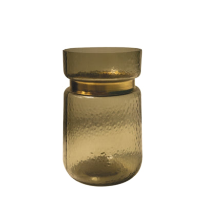 Ptmd Vase Quilio-förmiges Glas braun 20 cm | 4 Stück