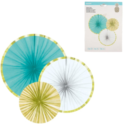 Amscan Dekofächer Party Ananas Papier 35 cm 3er Set | 10 Stück