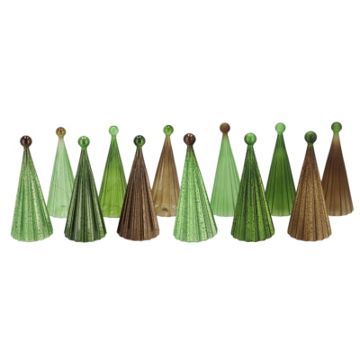 Daan Kromhout Statue Weihnachtsbaum Serie Twinkle LED auf Batterie Glas grün 22 cm 12 sortiert | 12 Stück