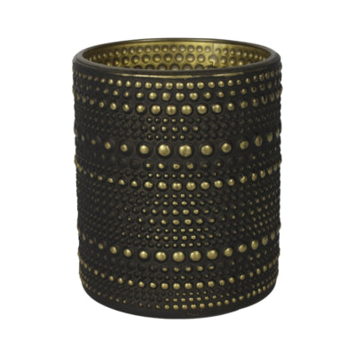 Countryfield Teelichthalter Nelle M schwarz goldfarben 10 cm | 24 Stück