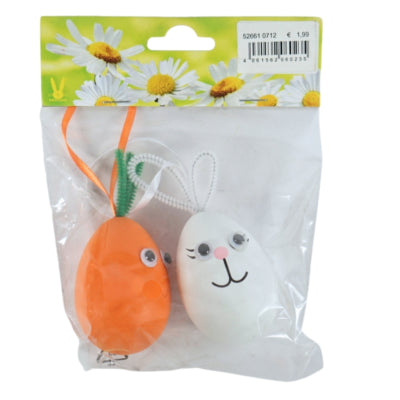 Anhänger Osterei und Karotte 8 cm 2er Set | 24 Stück