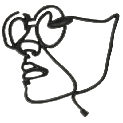 Leichte Wohnwanddekoration Gesicht schwarz 45 cm | 4 Stück