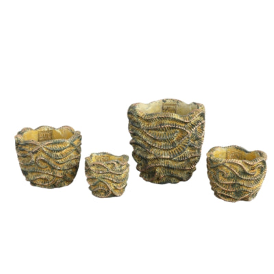 Ptmd Blumentopf Wellen braun rund xs 12 cm | 24 Stück