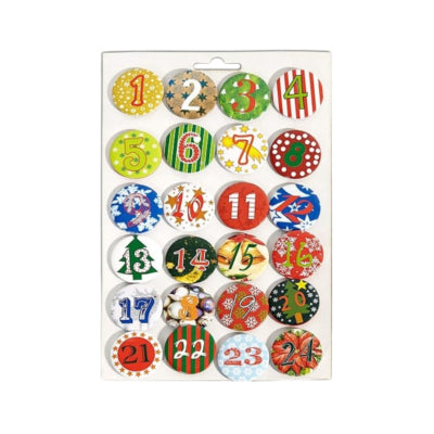 Deko Heitmann Knopf-Adventskalender 4 cm 24er-Set | 24 Stück