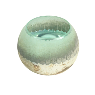 Countryfield Teelichthalter Katica Glas grün antik silberfarben m 10 cm | 12 Stück