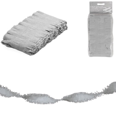 Folat Twist Girlande Krepppapier silberfarben 6 Meter | 24 Stück