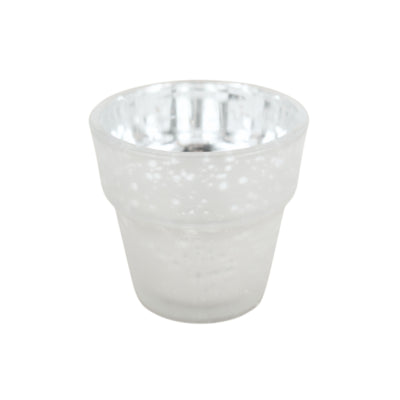 Daan Bugholz-Teelichthalter Basic Mattglas silberfarben 7 cm | 24 Stück