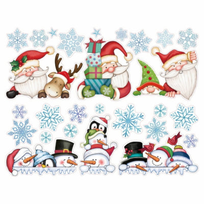 Fensteraufkleber Weihnachtsmann Schneemann 59,5 cm | 48 Stück