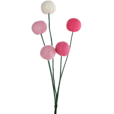 Dekokugeln auf Filz Filz rosa 33 cm 5er Set | 18 Stück