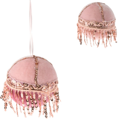 Weihnachtskugel Pailletten Samt rosa 8 cm 2 sortiert | 24 Stück