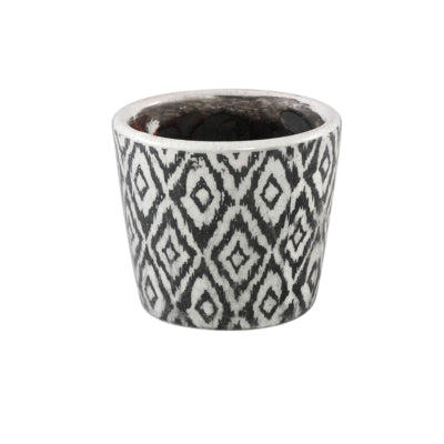 Ptmd Blumentopf Beire S Ikat-Druck schwarz und weiß 10 cm | 12 Stück