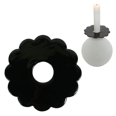 Stjernsund Kerzenring Loua Blume schwarz glänzend 9,3 cm | 24 Stück