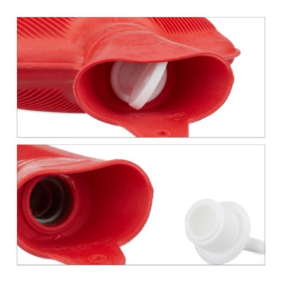 Relaxdays Wärmflasche rot 2 l | 6 Stück