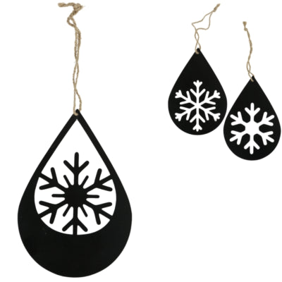 Weihnachtsanhänger Schneeflocke Metall schwarz 20 cm 3-fach sortiert | 36 Stück