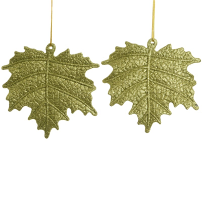 Anhänger Blatt Glitzer olivgrün 10,5 cm 2er Set | 48 Stück