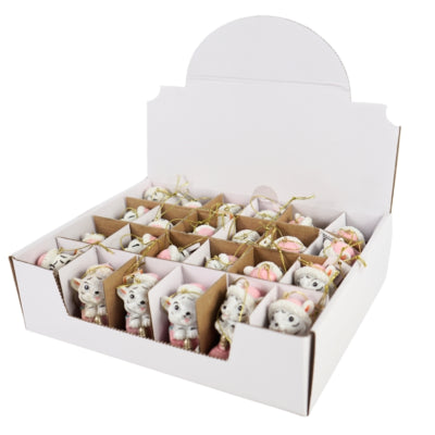 Anhänger Weihnachtstiger rosa 7 cm 3-fach sortiert | 24 Stück