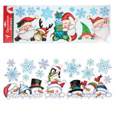 Fensteraufkleber Weihnachtsmann Schneemann 59,5 cm | 48 Stück