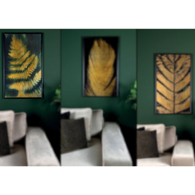 Wandpaneel Loro Farnblatt grün goldfarben 100 cm | 2 Stk