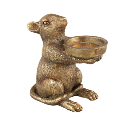 Ptmd Teelichthalter Miro Maus goldfarben 13,5 cm | 6 Stück