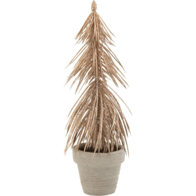 J-line Kiefernbaum im Topf Glitzer Champagnerfarben 22 cm | 12 Stück