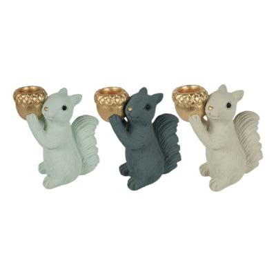 Daan Bugholz-Kerzenständer, stehend, Eichhörnchen, 16 cm, 3-fach sortiert | 12 Stück