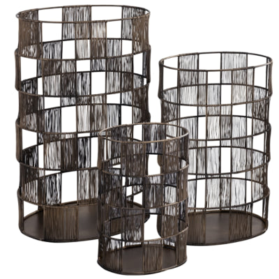 Ptmd Laterne Stenn ovales Metall messingfarben 50 cm 3er Set | 2 Stk