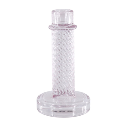 Housevitamin Kerzenständer Twist Glas rosa 15 cm | 24 Stück