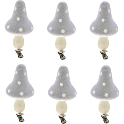 Deko-Pilze auf Clip grau 9 cm 6er-Set | 12 Stück