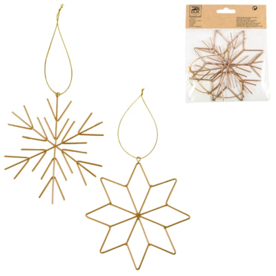 Weihnachtsanhänger Schneeflocke Metall goldfarben 11,5 cm 2er Set | 48 Stück