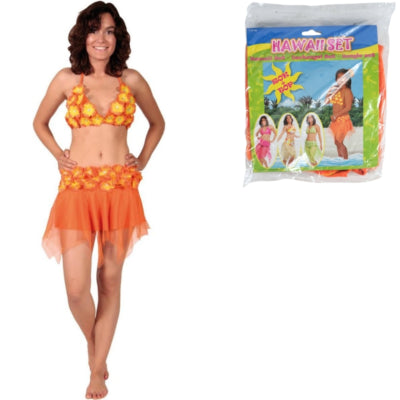 Folat Hawaii-Oberteil und Rock orange Einheitsgröße | 12 Stück
