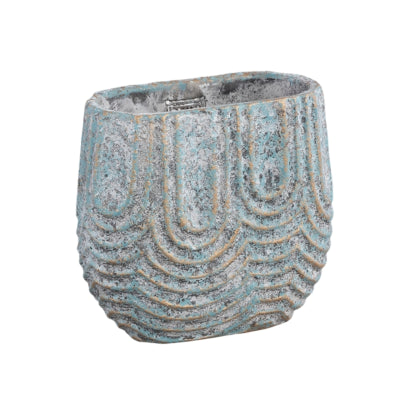 Ptmd Blumentopf Rexin oval grau s 20 cm | 8 Stück