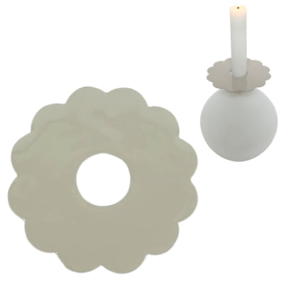 Stjernsund Kerzenring Loua Blume grau glänzend 9,3 cm | 24 Stück