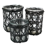 Gusta Teelichthalter mit Rattan schwarz 10,5 cm | 6 Stück - afbeelding 2