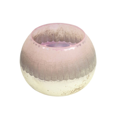 Countryfield Teelichthalter Katica Glas rosa antik silberfarben m 10 cm | 12 Stück