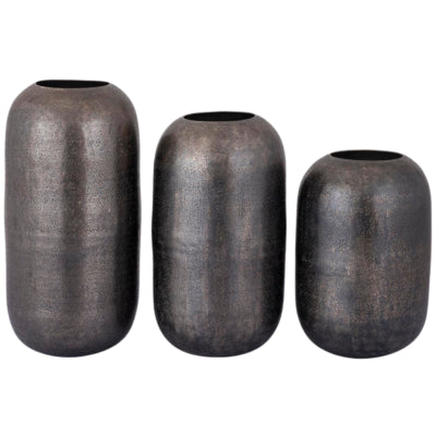 Ptmd Vase Yourne L Aluminium grau 34 cm | 6 Stück