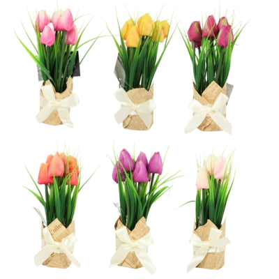 Kunstblumen Tulpen in Geschenkverpackung 23 cm 6-fach sortiert | 36 Stück