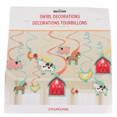 Amscan Spiralanhänger Barnyard 61 cm 12er-Set | 20 Stück