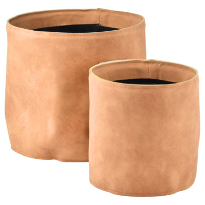 Blumentopf Lederoptik Cognacbraun 21,5 cm 2er Set | 4 Stück